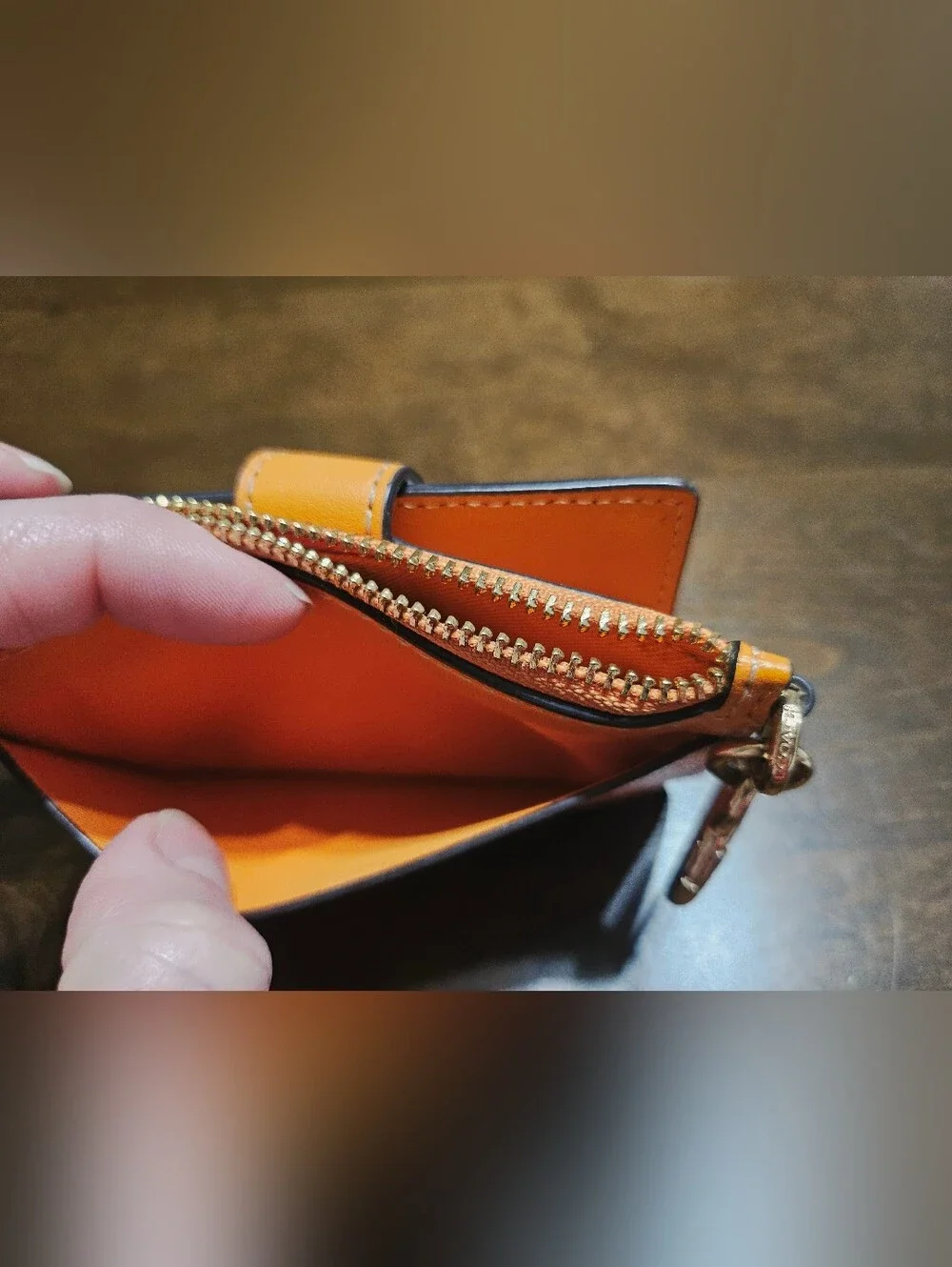 Coach Outlet Women's Orange Floral Card Case with Keyring